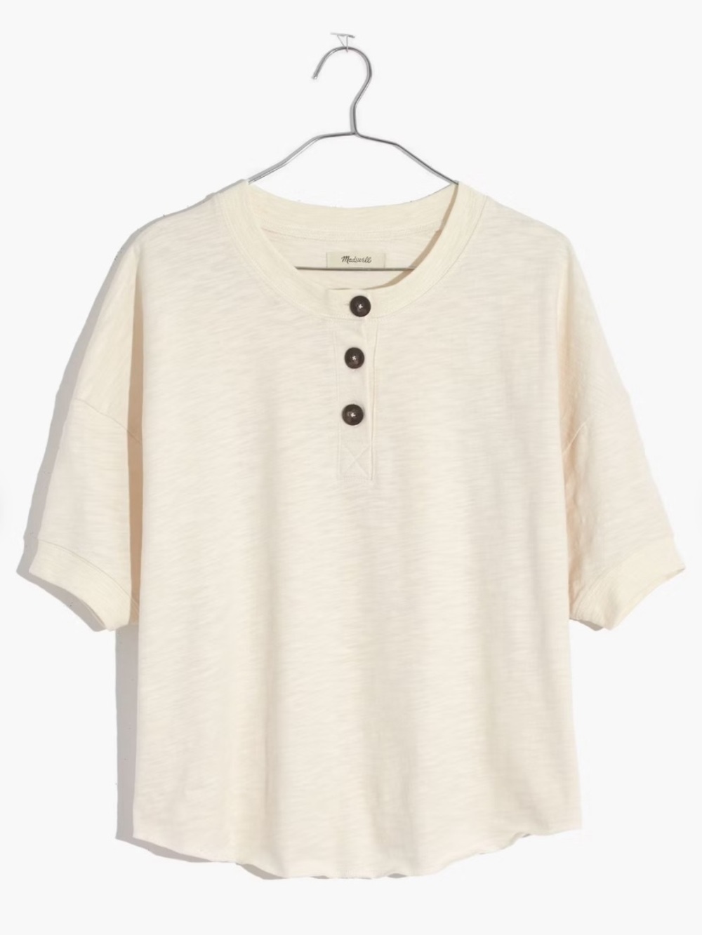 Madewell Raw Edge Henley Tee - Cream